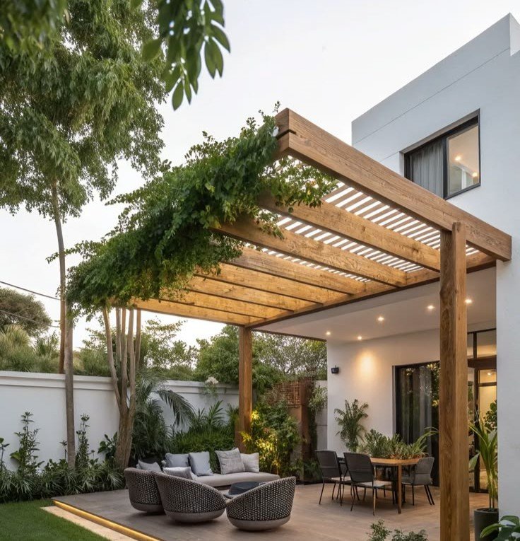 Pergola terrasse extérieur rénovation La Ciotat